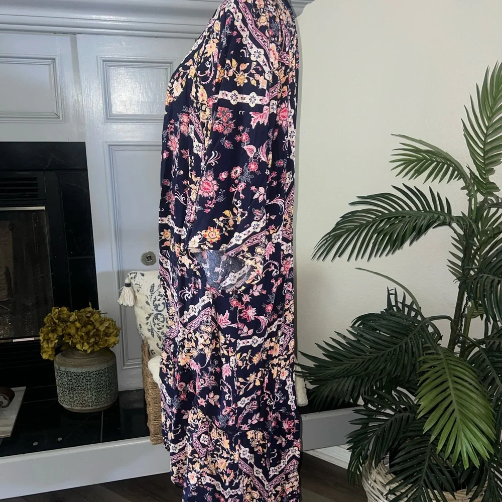 NWT Aveology Paisley Print Kimono Cardigan In Violet Size 22/24 - Picture 3 of 7